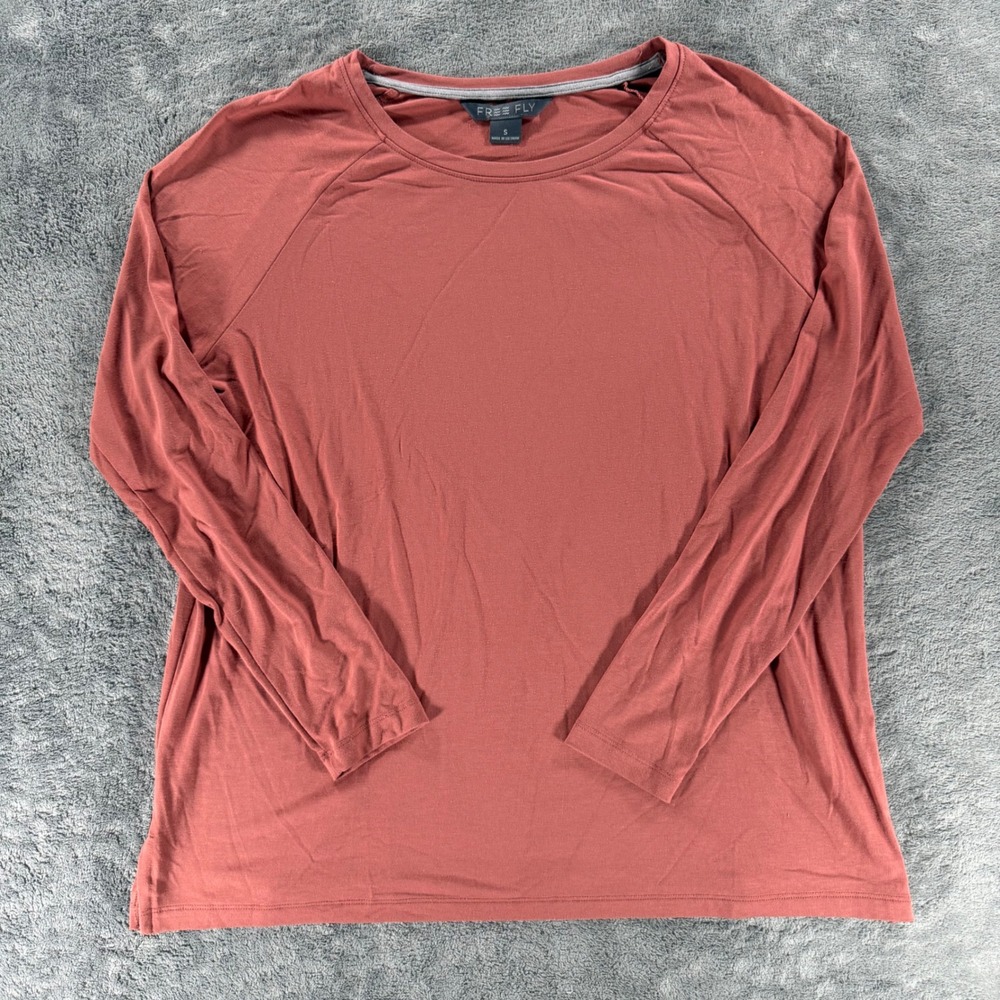 Free Fly Long Sleeve Top Women S Terracotta Bamboo Raglan Crew Neck Stretch